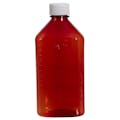 8 oz. Amber PET Oval Liquid Bottle with 24/410 White Plain Cap