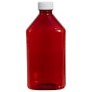 12 oz. Amber PET Oval Liquid Bottle with 28/410 White Plain Cap
