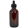 4 oz. Amber Glass Boston Round Bottle with 22/400 Black Graduated CRC Dropper Cap with Glass Pipette