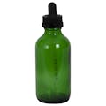 4 oz. Green Glass Boston Round Bottle with 22/400 Black Graduated CRC Dropper Cap with Glass Pipette