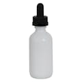 2 oz. White Glass Boston Round Bottle with 20/400 Black Graduated CRC Dropper Cap with Glass Pipette