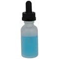 1 oz. Clear Frosted Glass Boston Round Bottle with 20/400 Black Graduated CRC Dropper Cap with Glass Pipette