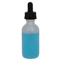 2 oz. Clear Frosted Glass Boston Round Bottle with 20/400 Black Graduated CRC Dropper Cap with Glass Pipette