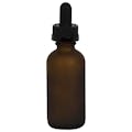 2 oz. Amber Frosted Glass Boston Round Bottle with 20/400 Black Graduated CRC Dropper Cap with Glass Pipette