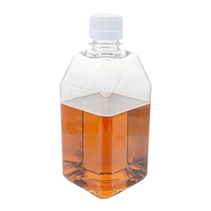 1000mL Diamond® RealSeal™ Clear PETG Sterile Square Media Bottle with 38mm White Cap - Package of 12