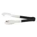 Heat-Resistant Stainless Steel Utility Tongs with Black Polypropylene Handle - 9" Long