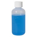 4 oz. Natural LDPE Graduated Boston Round Bottle with 24/410 White Ribbed Cap with F217 Liner