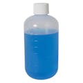 8 oz. Natural LDPE Graduated Boston Round Bottle with 24/410 White Ribbed Cap with F217 Liner
