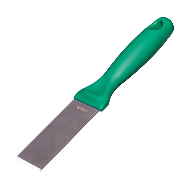 Vikan® Stainless Steel Scraper with Green Polypropylene Handle & 1-1/2" Blade