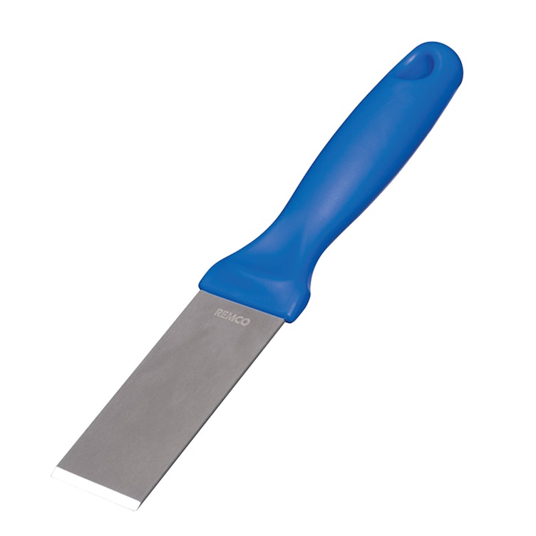Vikan® Stainless Steel Scraper with Blue Polypropylene Handle & 1-1/2" Blade