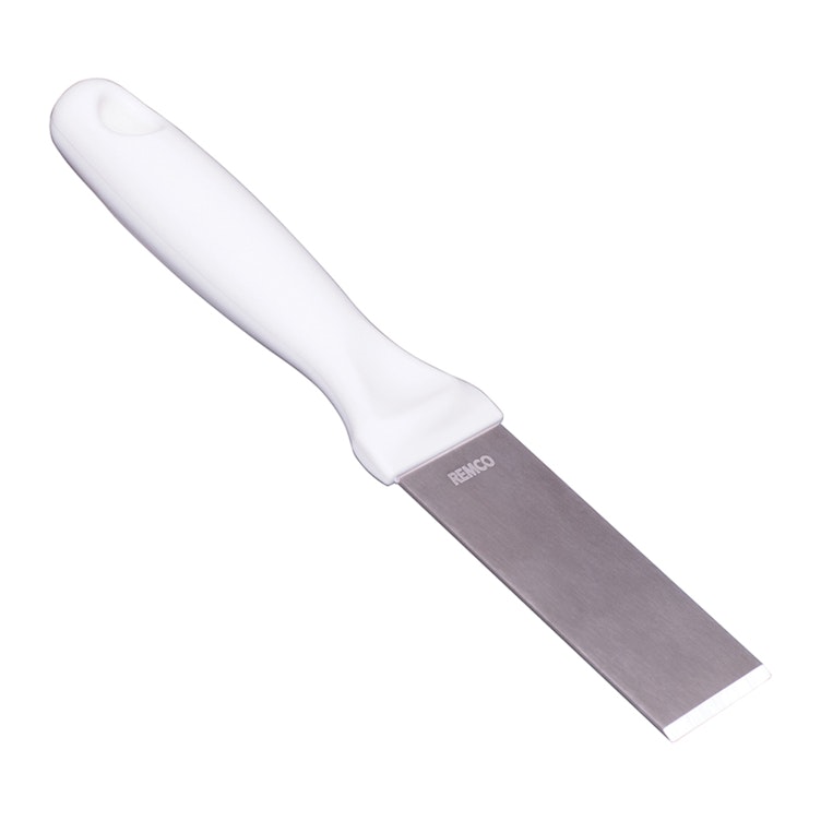 Vikan® Stainless Steel Scraper with White Polypropylene Handle & 1-1/2" Blade