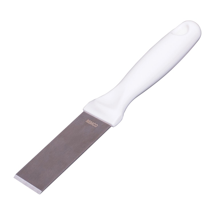 Vikan® Stainless Steel Scraper with White Polypropylene Handle & 1-1/2" Blade
