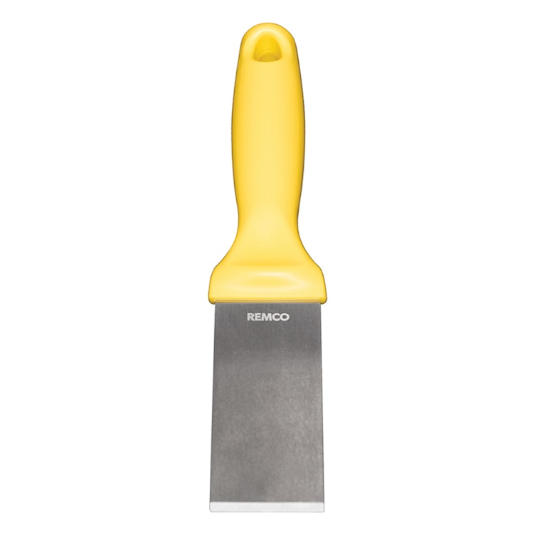 Remco® Stainless Steel Scraper with Yellow Polypropylene Handle & 1-1/2" Blade