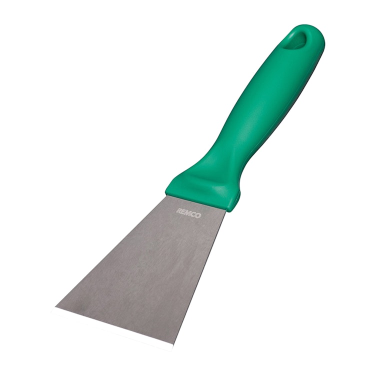 Vikan® Stainless Steel Scraper with Green Polypropylene Handle & 3" Blade