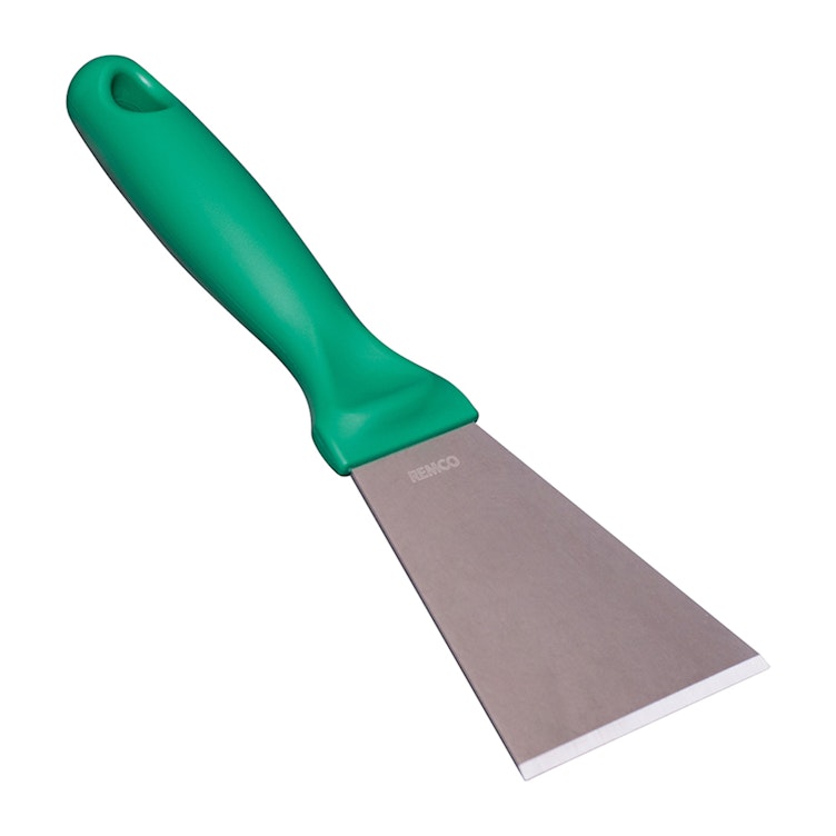 Vikan® Stainless Steel Scraper with Green Polypropylene Handle & 3" Blade