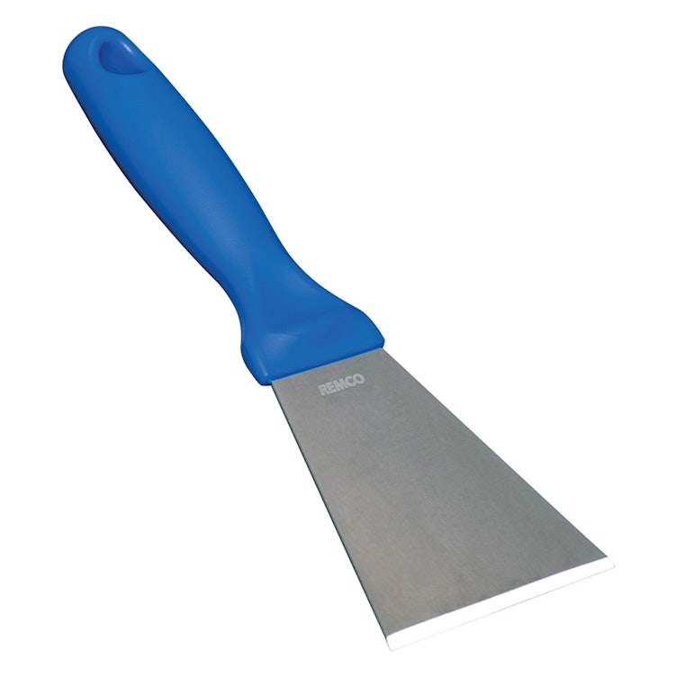 Vikan® Stainless Steel Scraper with Blue Polypropylene Handle & 3" Blade