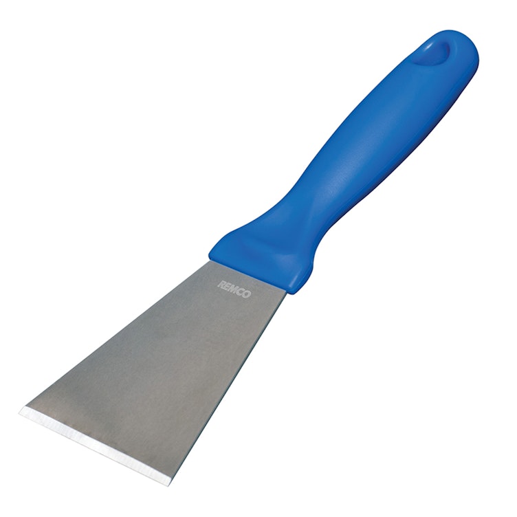 Vikan® Stainless Steel Scraper with Blue Polypropylene Handle & 3" Blade
