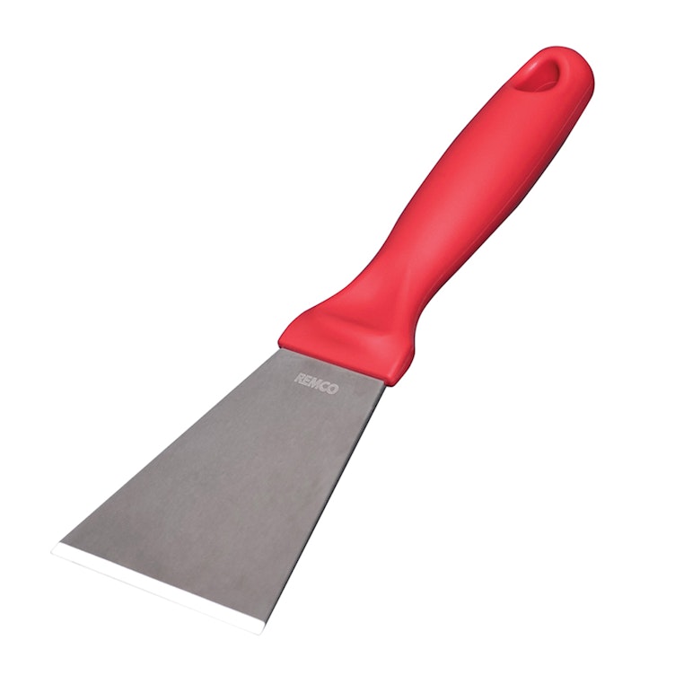 Vikan® Stainless Steel Scraper with Red Polypropylene Handle & 3" Blade