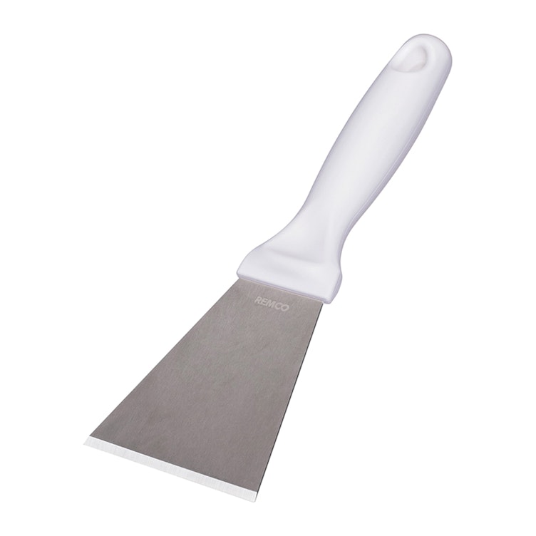 Vikan® Stainless Steel Scraper with White Polypropylene Handle & 3" Blade
