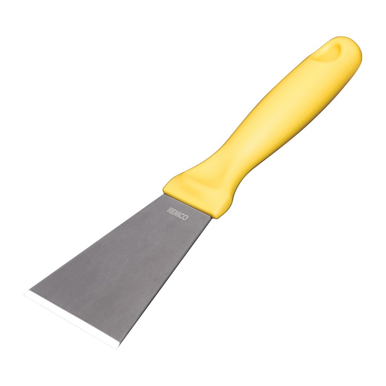 Vikan® Stainless Steel Scraper with Yellow Polypropylene Handle & 3" Blade