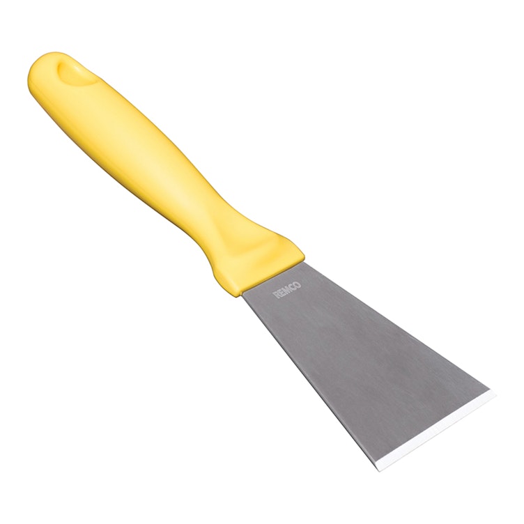 Vikan® Stainless Steel Scraper with Yellow Polypropylene Handle & 3" Blade