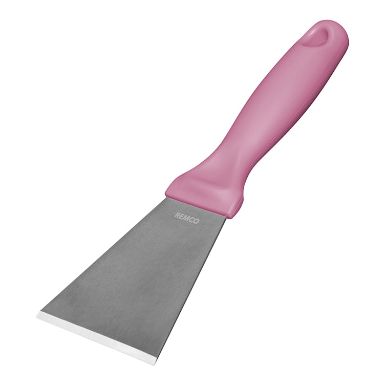 Vikan® Stainless Steel Scraper with Pink Polypropylene Handle & 3" Blade