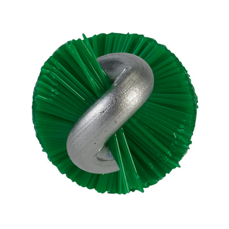 Green Vikan® Stainless Steel Tube Brush with Stiff Polyester Bristles & Polypropylene Handle - 0.4" Dia. x 19.7" L