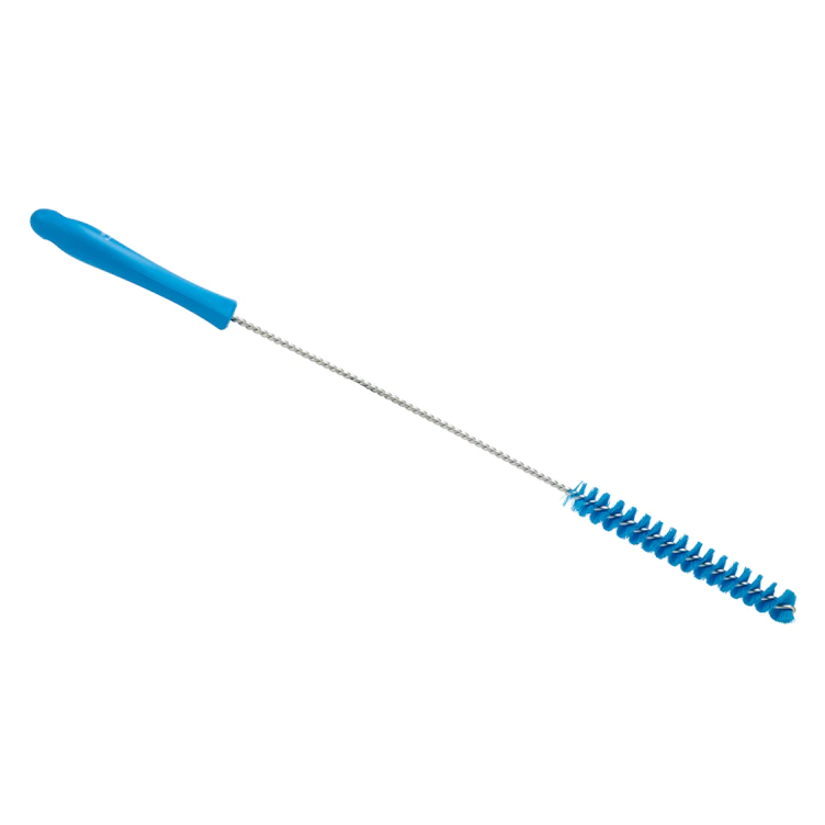 Blue Vikan® Stainless Steel Tube Brush with Medium Polyester Bristles & Polypropylene Handle - 0.8" Dia. x 19.7" L