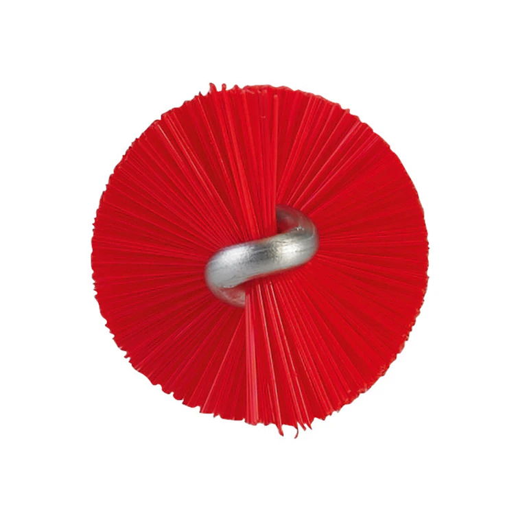 Red Vikan® Stainless Steel Tube Brush with Medium Polyester Bristles & Polypropylene Handle - 0.8" Dia. x 19.7" L