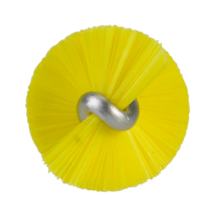 Yellow Vikan® Stainless Steel Tube Brush with Medium Polyester Bristles & Polypropylene Handle - 0.8" Dia. x 19.7" L