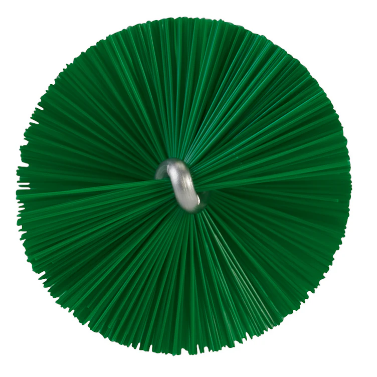 Green Vikan® Stainless Steel Tube Brush with Stiff Polyester Bristles & Polypropylene Handle - 1.6" Dia. x 19.7" L