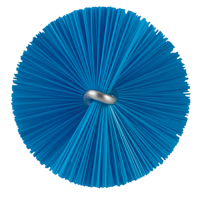 Blue Vikan® Stainless Steel Tube Brush with Stiff Polyester Bristles & Polypropylene Handle - 1.6" Dia. x 19.7" L