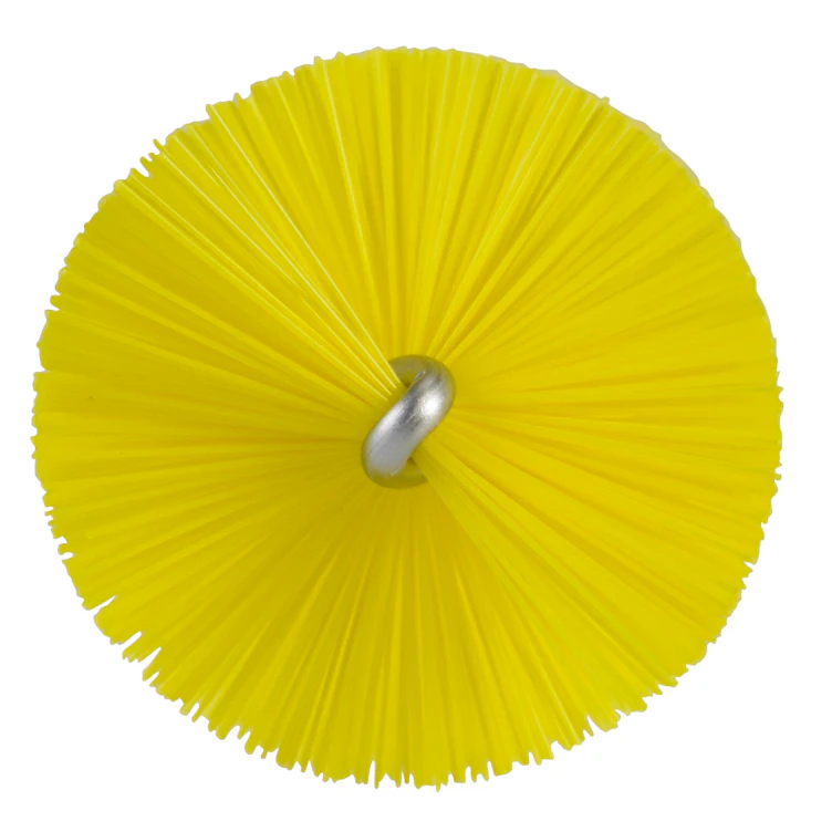 Yellow Vikan® Stainless Steel Tube Brush with Stiff Polyester Bristles & Polypropylene Handle - 1.6" Dia. x 19.7" L