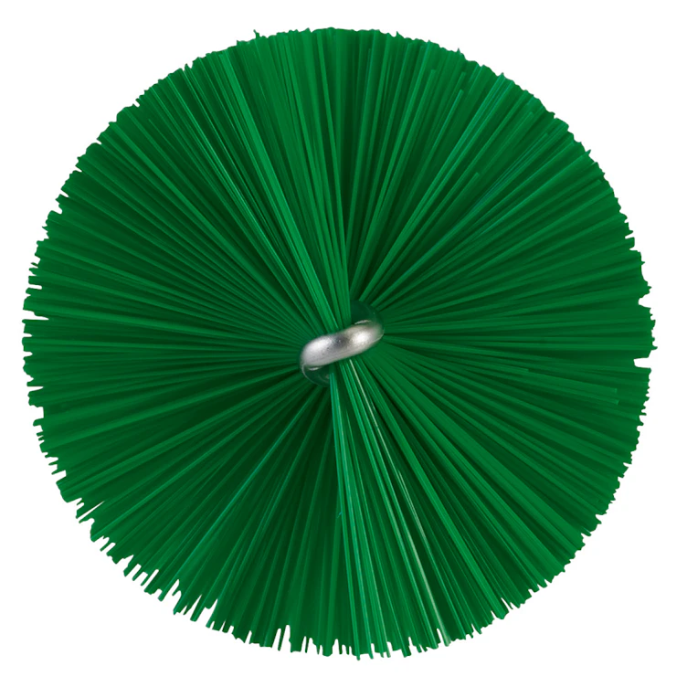 Green Vikan® Stainless Steel Tube Brush with Medium Polyester Bristles & Polypropylene Handle - 2" Dia. x 19.7" L