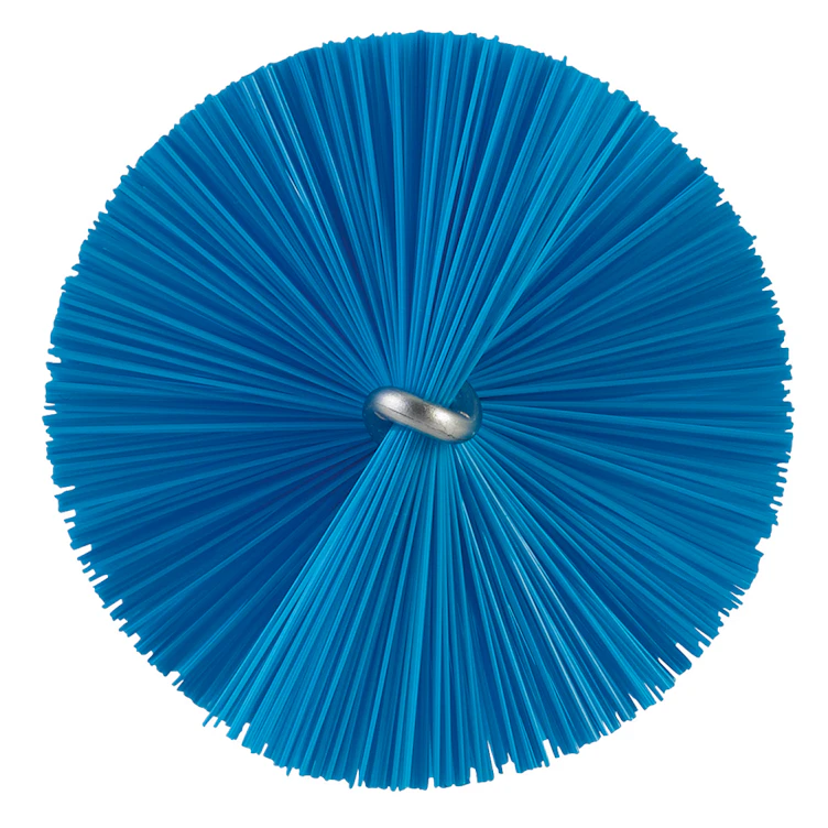 Blue Vikan® Stainless Steel Tube Brush with Medium Polyester Bristles & Polypropylene Handle - 2" Dia. x 19.7" L