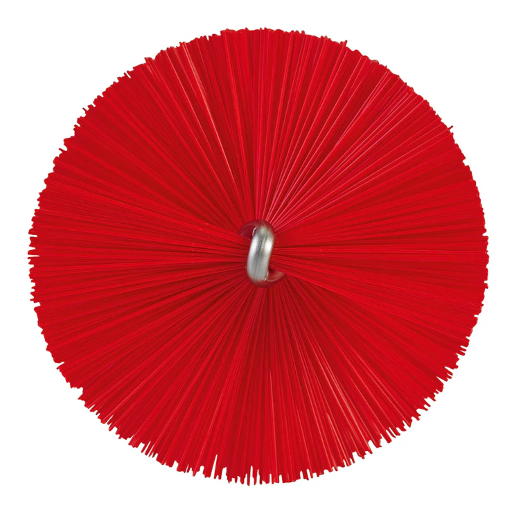 Red Vikan® Stainless Steel Tube Brush with Medium Polyester Bristles & Polypropylene Handle - 2" Dia. x 19.7" L