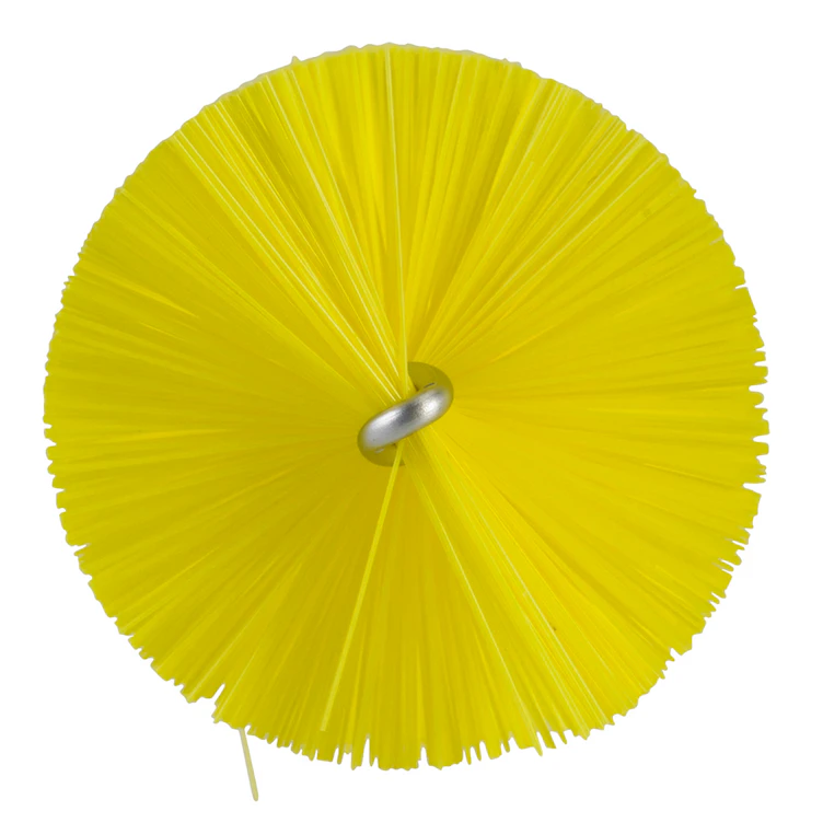 Yellow Vikan® Stainless Steel Tube Brush with Medium Polyester Bristles & Polypropylene Handle - 2" Dia. x 19.7" L