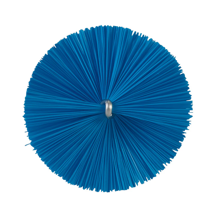 Blue Vikan® Stainless Steel Tube Brush with Medium Polyester Bristles & Polypropylene Handle - 2.4" Dia. x 19.7" L