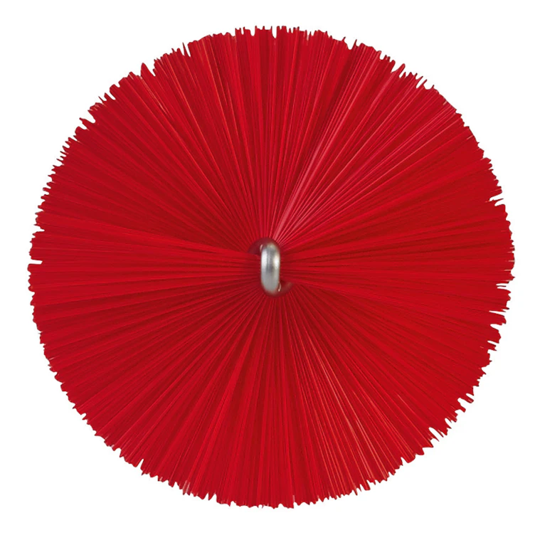 Red Vikan® Stainless Steel Tube Brush with Medium Polyester Bristles & Polypropylene Handle - 2.4" Dia. x 19.7" L