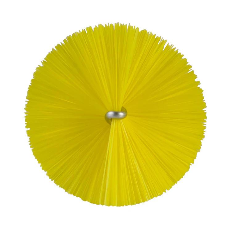 Yellow Vikan® Stainless Steel Tube Brush with Medium Polyester Bristles & Polypropylene Handle - 2.4" Dia. x 19.7" L