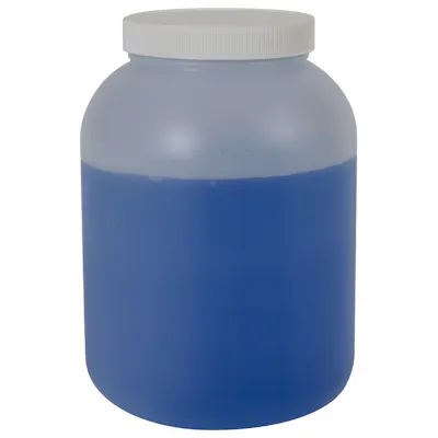 3/4 Gallon Natural HDPE Round Wide Mouth Jar with 100/400 White Ribbed Cap with F217 Liner