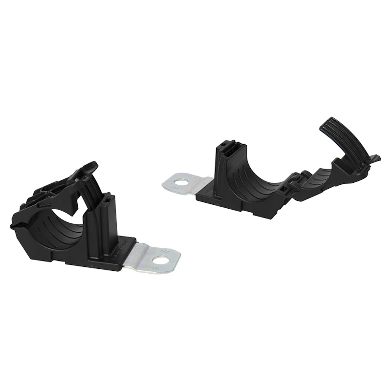 Ratchet P Clamp for 1-3/8" to 2" Dia. Bundles - Straight 180° Short Mounting Base with 0.33" Dia. Hole & 2.76" Center