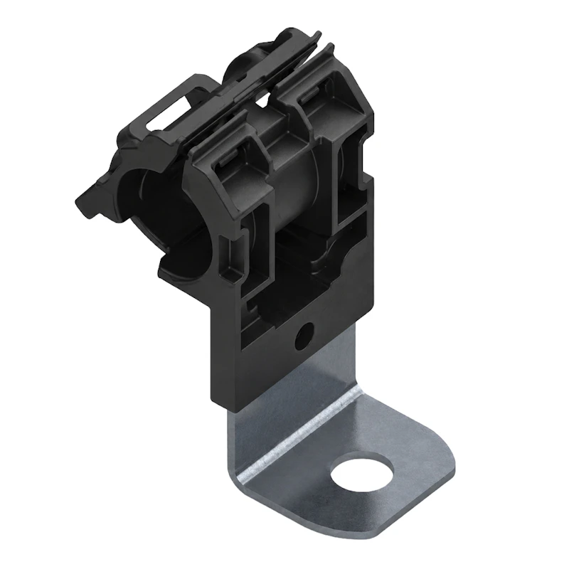 Ratchet P Clamp for 1/2" to 3/4" Dia. Bundles - Angled 90° Short Mounting Base with 0.33" Dia. Hole & 1.05" Center