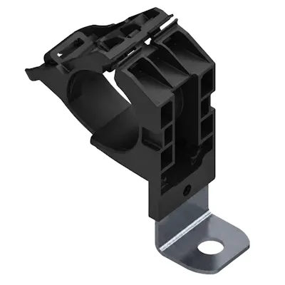 Ratchet P Clamp for 3/4" to 1-3/8" Dia. Bundles - Angled 90° Short Mounting Base with 0.33" Dia. Hole & 1.57" Center