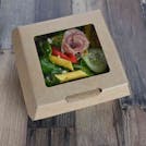 Small Square Kraft Paper Clamshell Food Container with Window - Case of 300