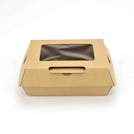 Medium Rectangular Kraft Paper Clamshell Food Container with Window - Case of 300