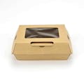 Medium Rectangular Kraft Paper Clamshell Food Container with Window - Case of 300