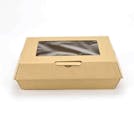 Large Rectangular Kraft Paper Clamshell Food Container with Window - Case of 200