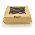 Extra Large Square Kraft Paper Clamshell Food Container with Window - Case of 110