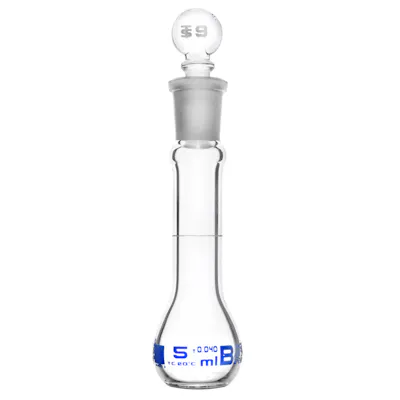 5mL Clear Glass Volumetric Flask with No. 9 Glass Stopper - Class B